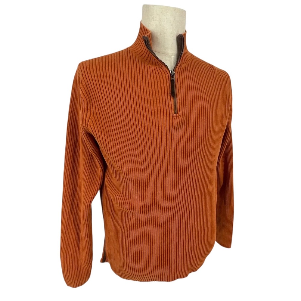 Guess Jeans Orange‎ Ribbed Half Zip Mock Neck Sweater Men's XL/TG - Picture 3 of 10